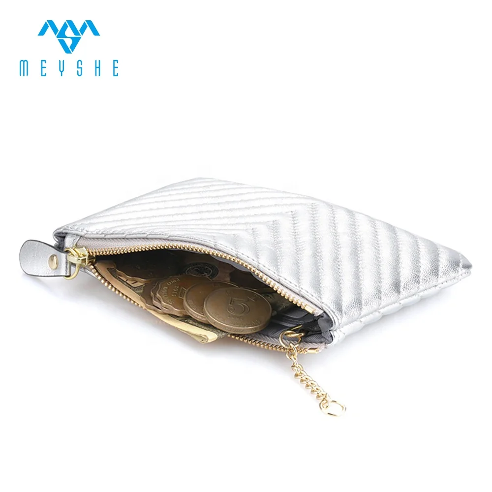 Hot sale high quality silver genuine leather customize change purse