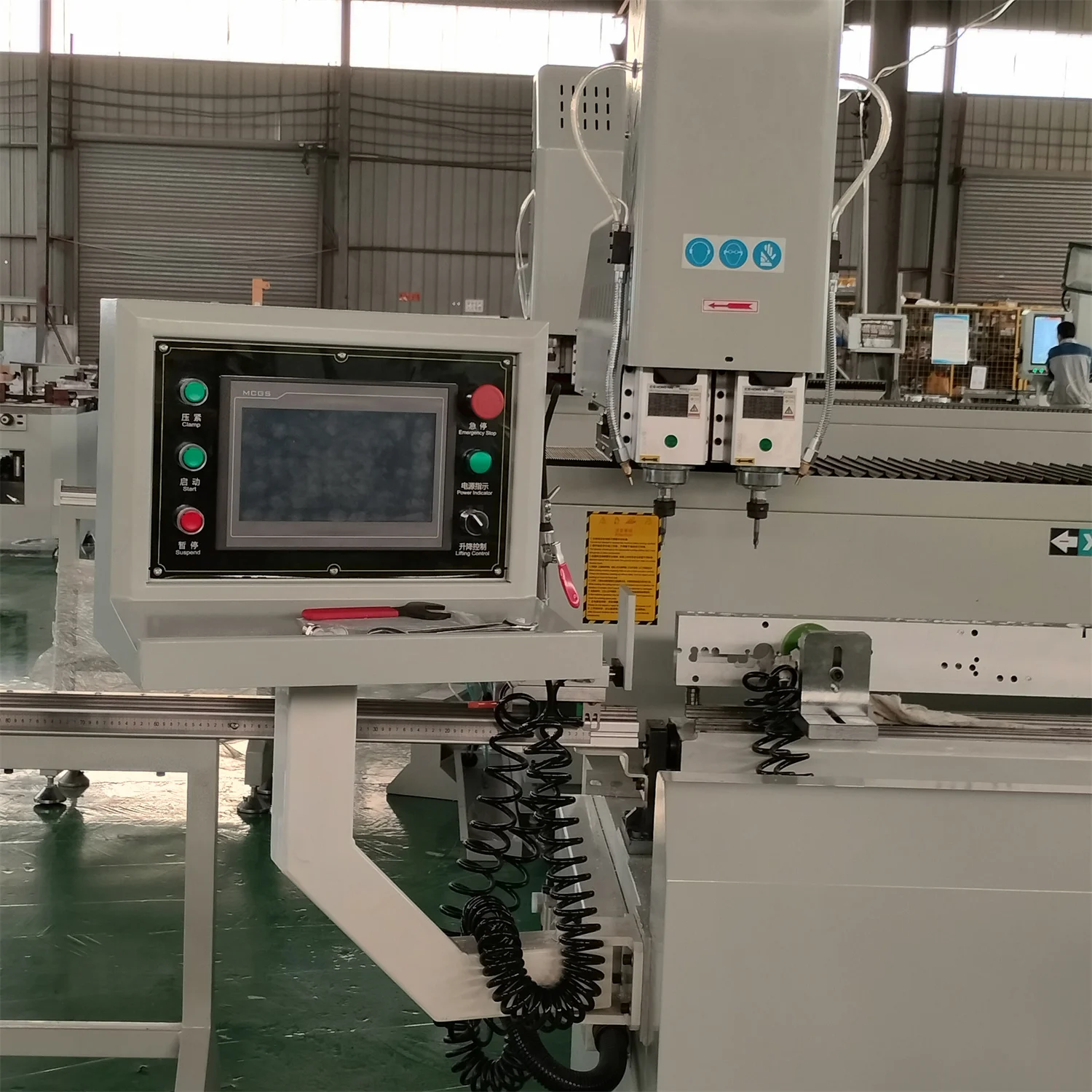 DEZHONG CNC Drilling Milling Machine Aluminium PVC UPVC Stainless Steel Core Motor PLC Manufacturing Plant Use