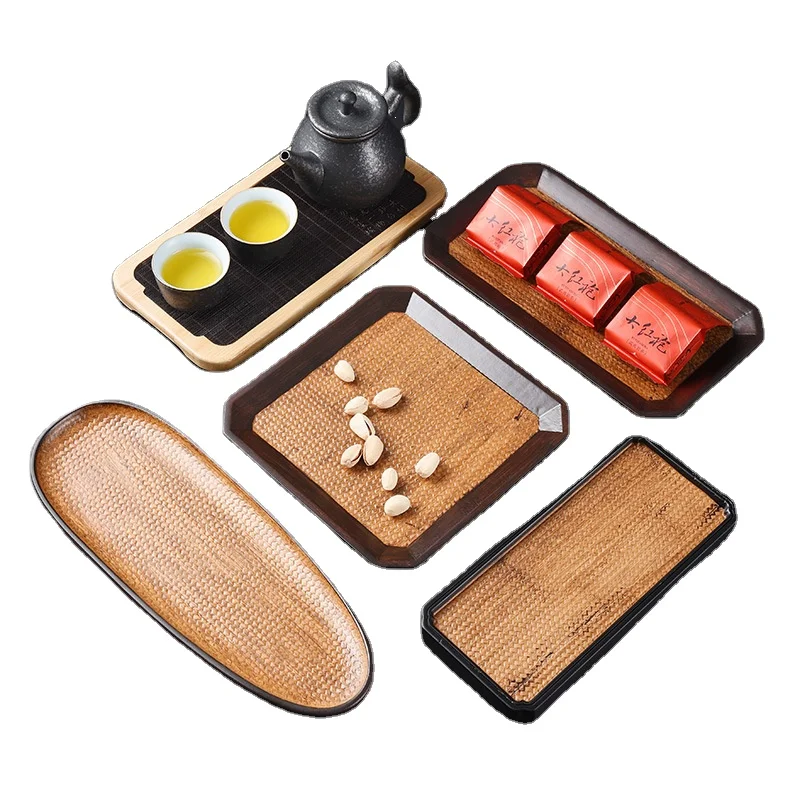 ceramic mug with wood plate Bamboo Dry Brewing Table Tray Mat Noodle Pot Mat Classical Tea Tray Tea Ceremony Accessories