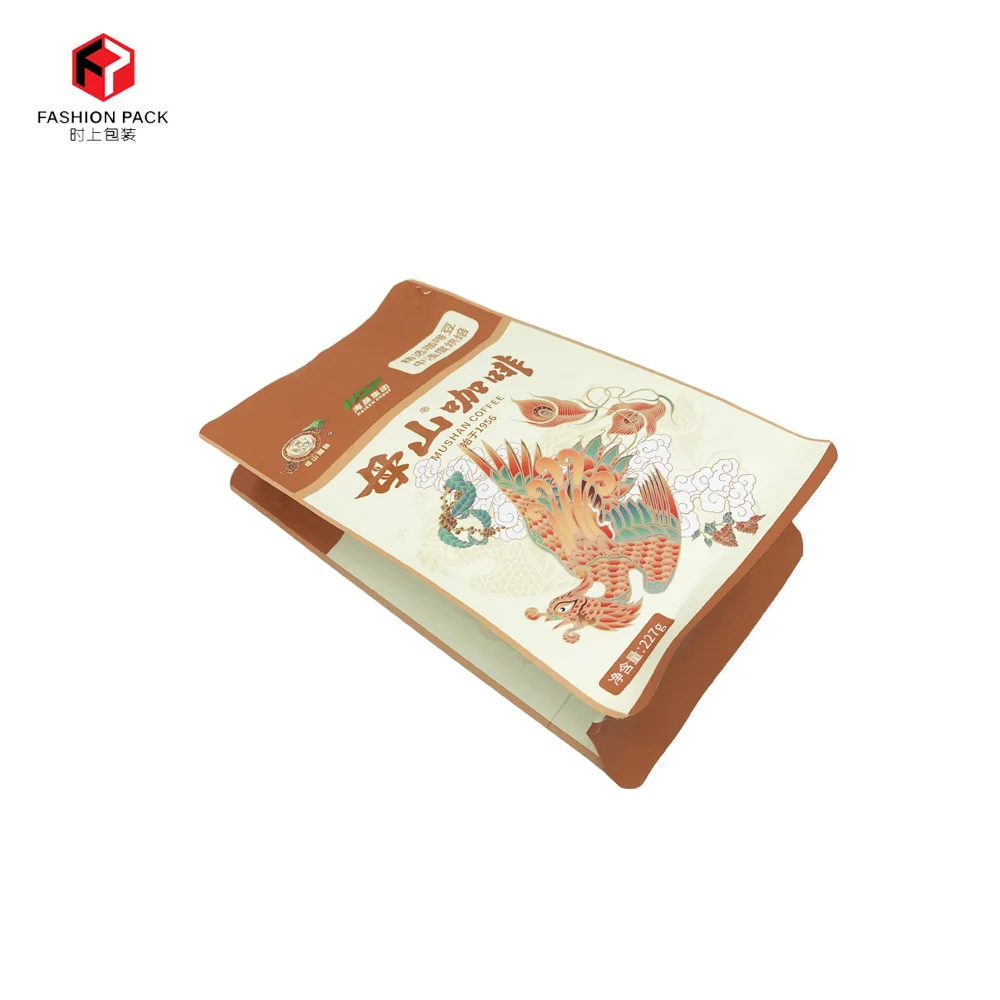  Точечная УФ-печать квадратная плоская Нижняя сумка с молнией пластиковая упаковка известный бренд кофейные зерна порошок продукт 700 г