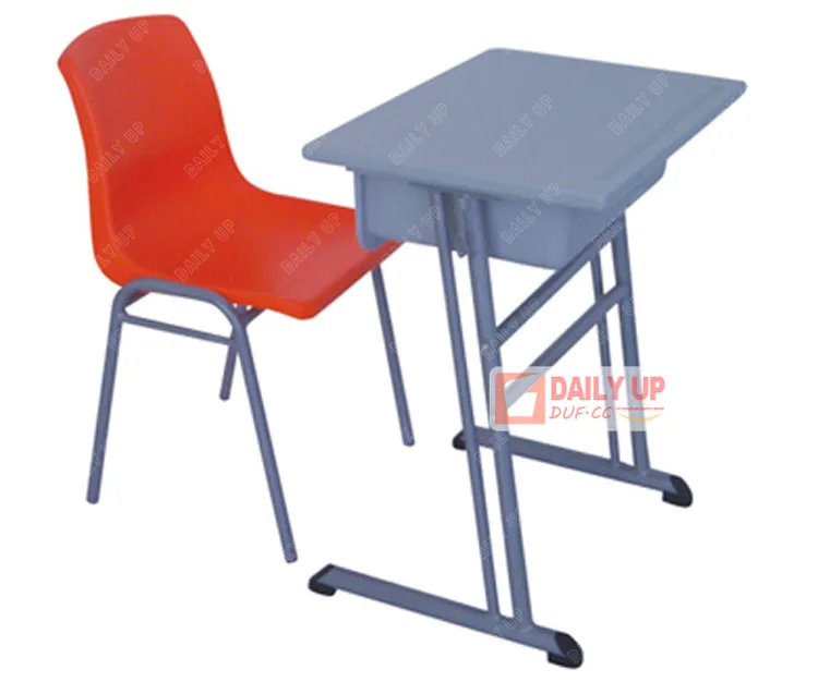 Single Seater Elementary School Desk with Chairs Stable School Furniture Classroom Student 2-Piece Set Writing Desk