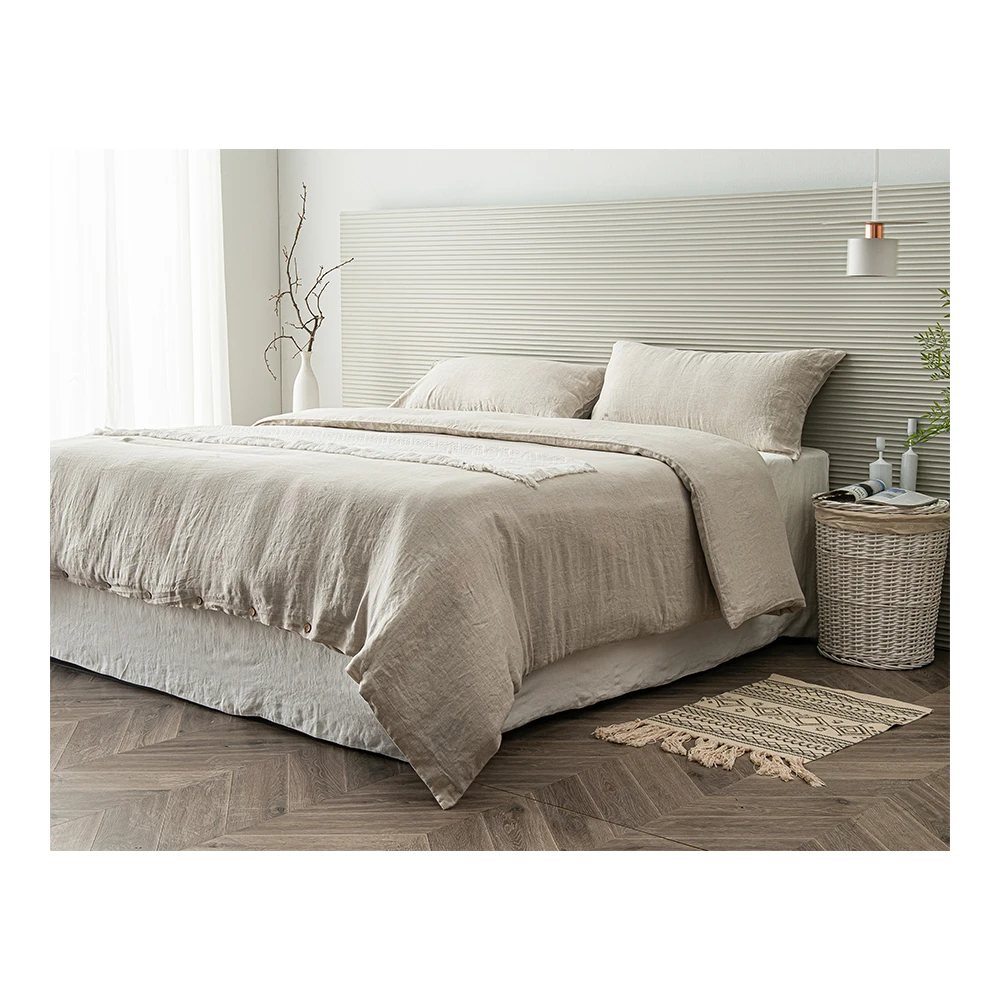 LZ 100% flax linen bed quilt cover set kids duvet cover bedding set