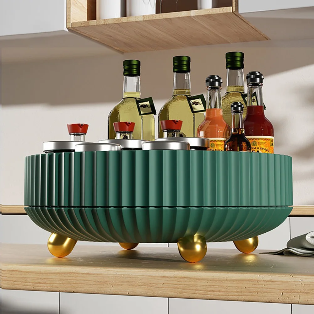 Middle 360 Rotation Cosmetic Organizer Box Acrylic Desktop Storage Box for Kitchen