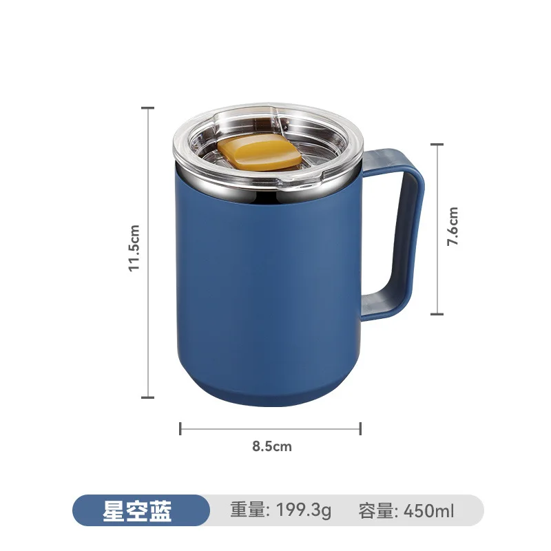 High-value stainless steel student insulation cup office double-layer insulation coffee cup with lid