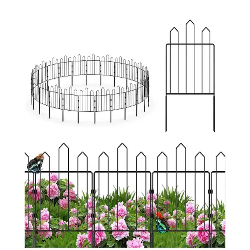 US 25 Piece 24 Panels Garden Fence Rust Proof Metal Without Digging Animal Barrier Flower Bed Fencing For Yard Landscape Patio