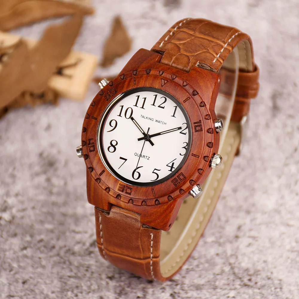 Languages customized talking watches Japanese movement English quartz talking watch for blind people