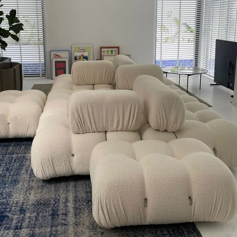 Velvet Fabric L Shape Modern Living Room Bellini Sofa Sectional Sofa Mario Sofa