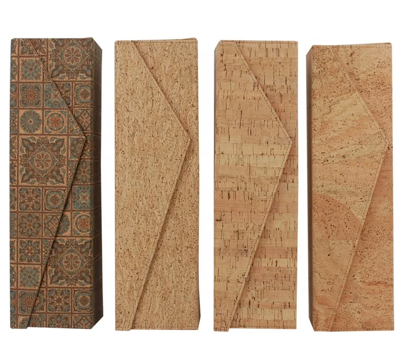 Custmos Logo Hot Sell  Recycle Folding Natural Cork Fabric Wine Case Foldable Cork Wine Bags