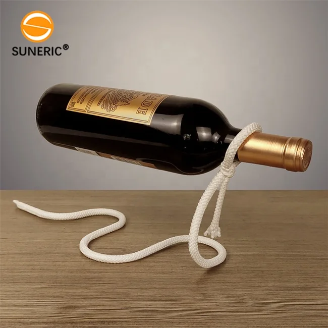 Craft Chain Wine Rack Magic Suspended metal wine display rack White Rope Wine Bottle Holder