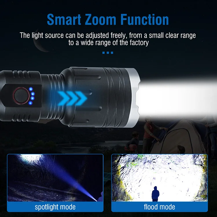 High Power 5000 Lumens Led Flashlight Super Bright Linternas 1000m Long Range Torch Light Ipx6 Waterproof Zoomable Torches
