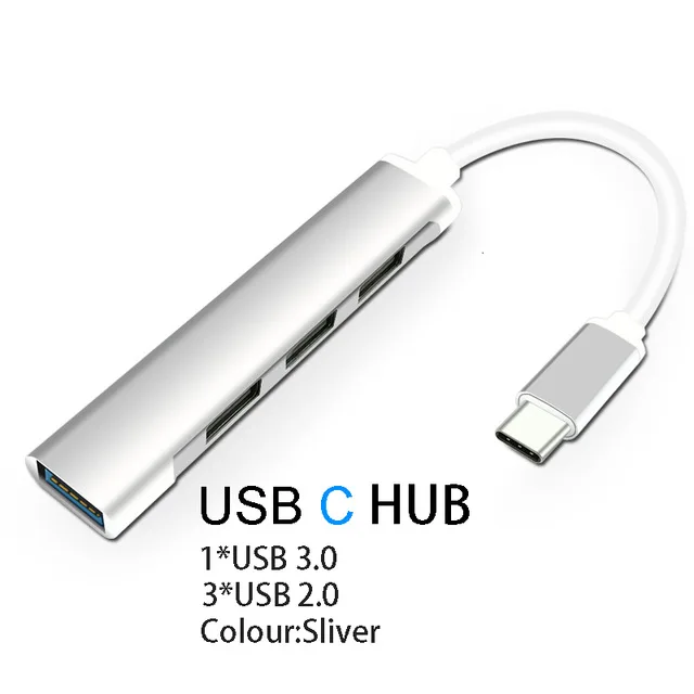 2021 в наличии 4 порта USB Hub 4 в 1 USB C 3,0 док-станция для ноутбука 2,0 для ПК клавиатура мышь компьютерные аксессуары