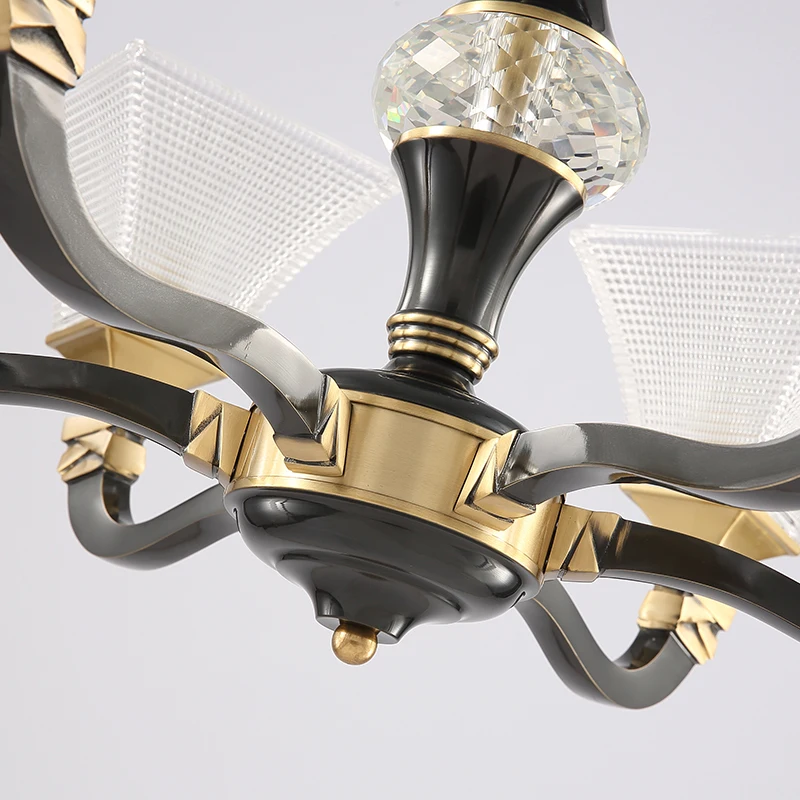 European-style luxury low-key high-end brass living room shopping mall model room hotel front hall crystal glass chandelier