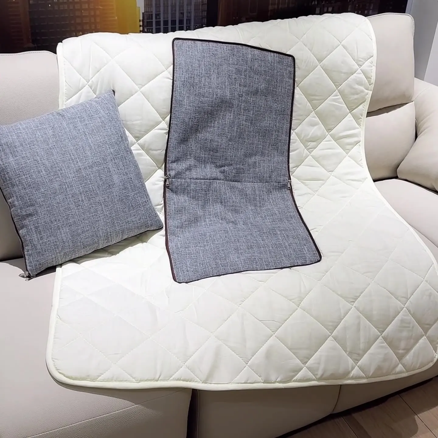 Home fabric linen solid color dual-purpose pillow quilt gift car multifunctional sofa pillow