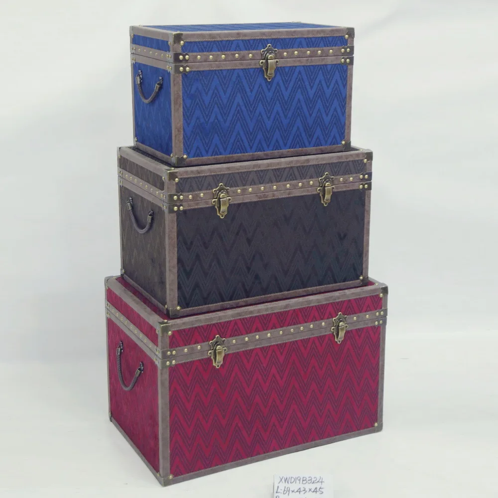 Vintage Carved Living Room Old Wood Chest Box Trunk Box