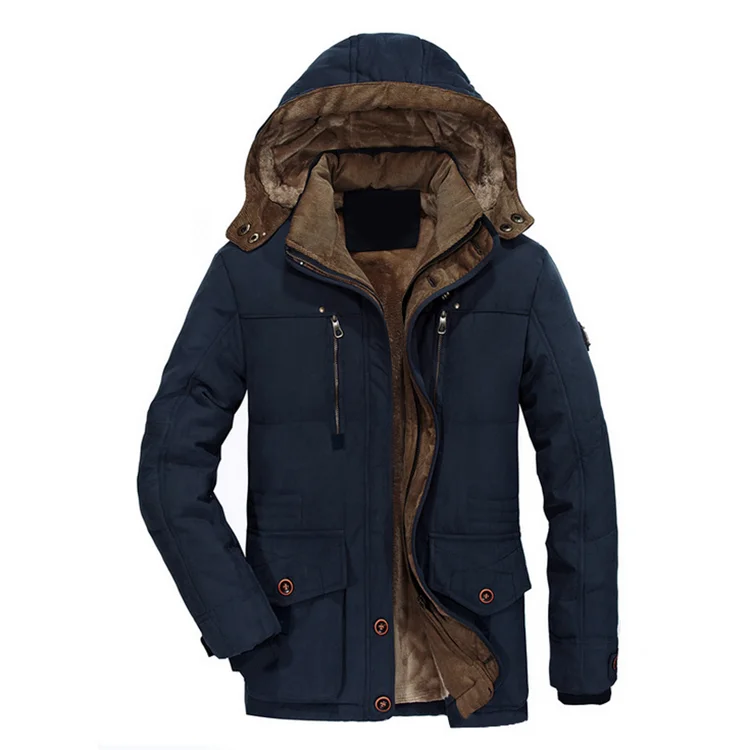 Мужская одежда на заказ, зимнее повседневное плотное хлопковое пальто с капюшоном (1600331318845)