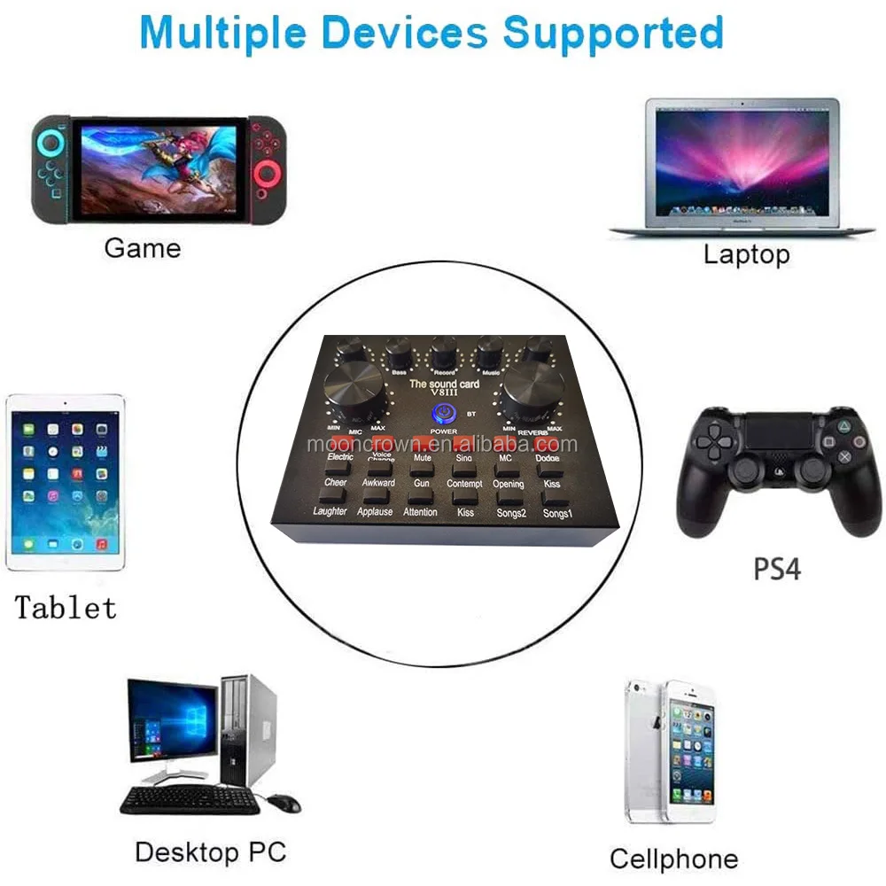 V8 soundcard audio interface Professional studio recording equipment  karaoke live stream usb audio v8 sound card