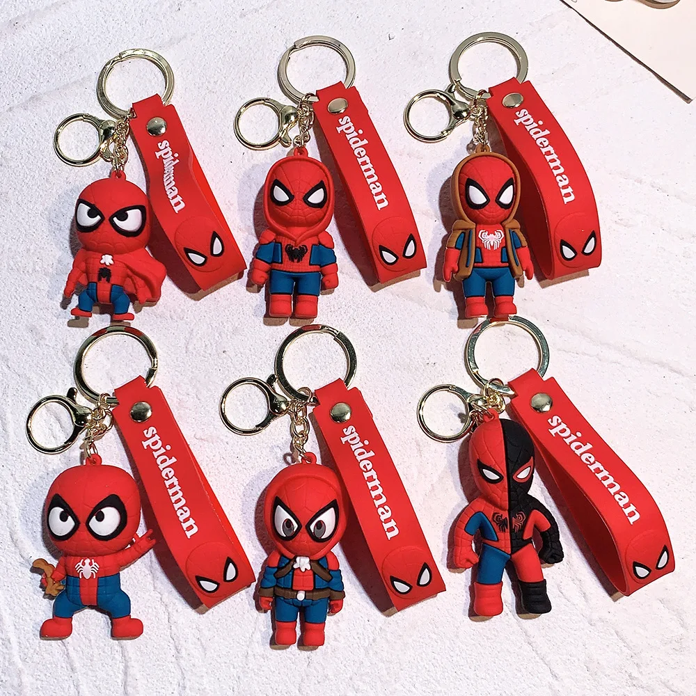 Wholesale hot selling 3D model PVC keychain cartoon cross dressing spider keychain Spider Man series keychain