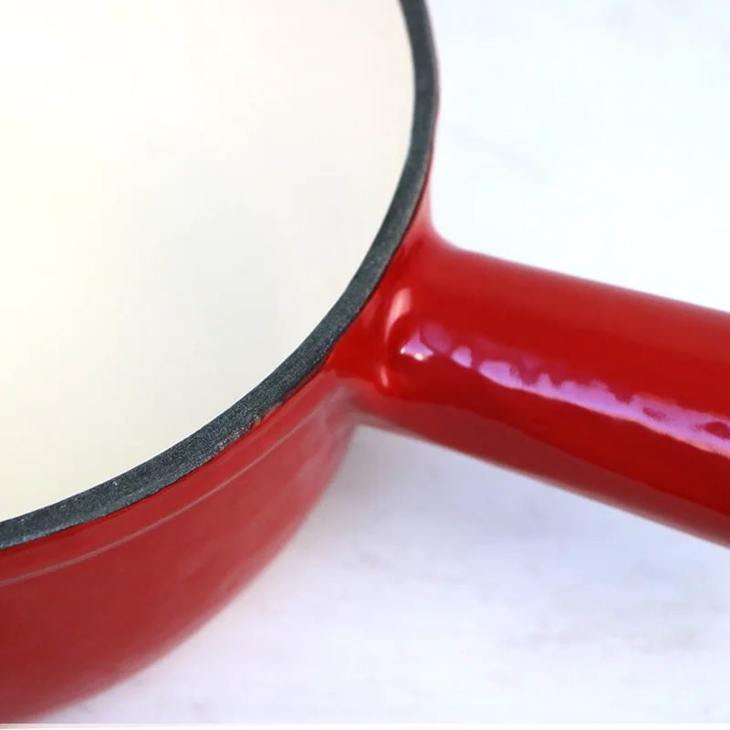 Color enameled chocolate cast iron fondue pot