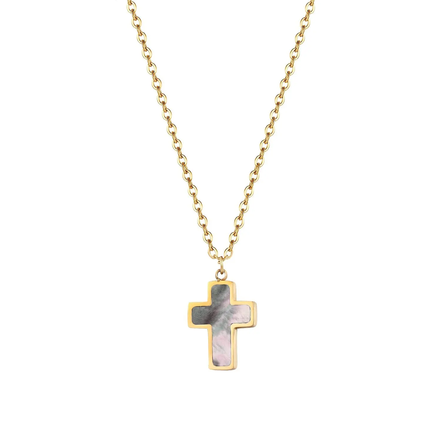 trending religion Stainless steel mother of pearl cross pendant channel africa Necklaces sets jewellery