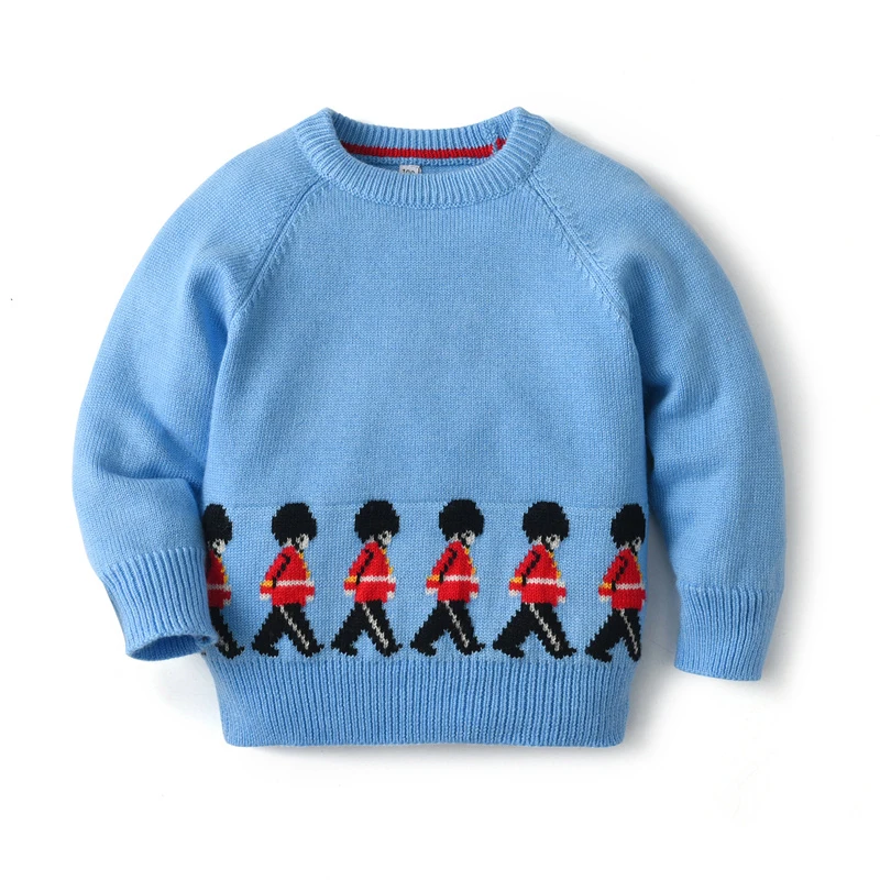 Knit Sweaters for Baby Boys Pullovers Kids Embroidery Soldier Knitted Sweater Children Autumn Winter Tops Boy Knitwear Cardigan
