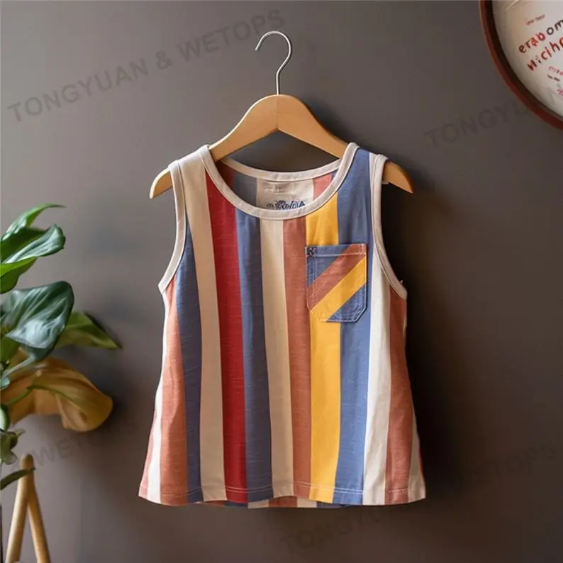 Korean Summer New Loose Round Neck Striped T-Shirt Vest
