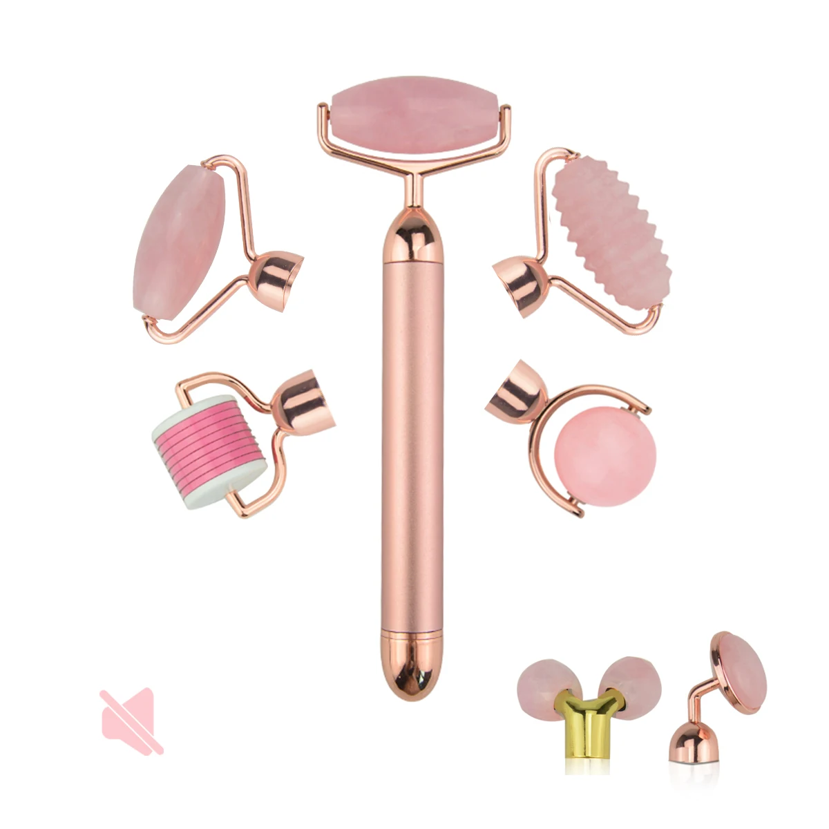 Electric Vibrating  Rose Quartz Jade Face Roller Massager