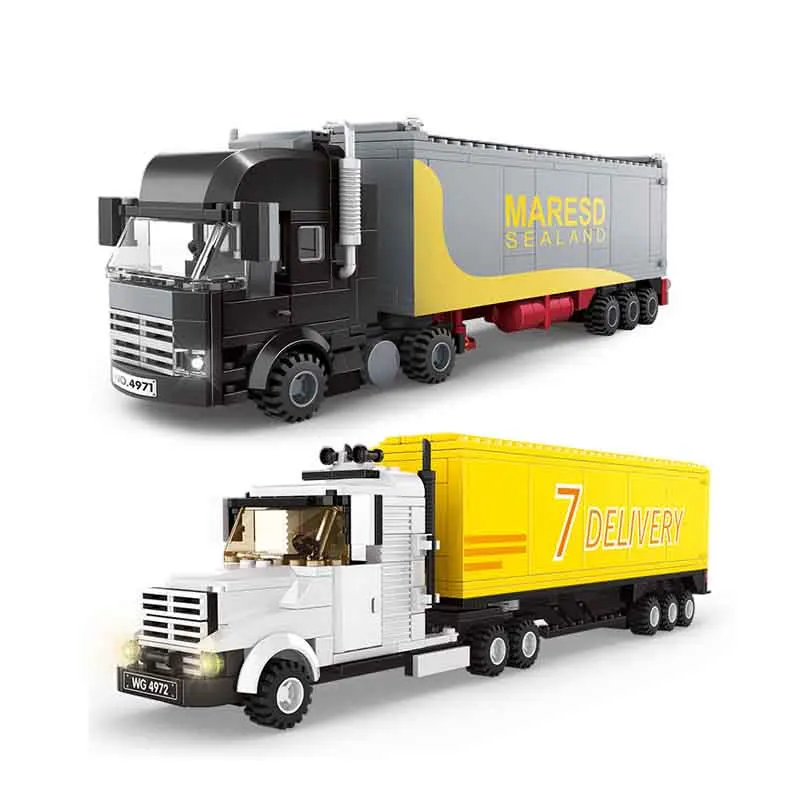 Wange 4970 Educational Children Toys Vehicles City Container Heavy Truck GOODS VEHICLE MOC Bricks Building Block For Boys Gifts