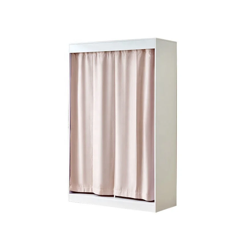 VIC Bedroom Wood Closet Panel Sliding Rail Curtain Dust Cabinet Open Cloth No Door Cover Mirror Perforation-Free Open Wardrobe