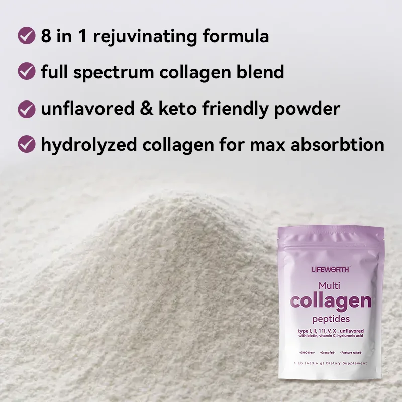 LIFEWORTH Custom Private Label 3 In 1 Multi Collagen Protein Powder Collagen Peptides for Hair Skin Nail