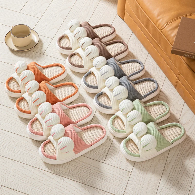 EVA Sole Hemp Outer Fashion Unisex Summer Home Indoor Slides Ladies Slides Girl Fur Slides