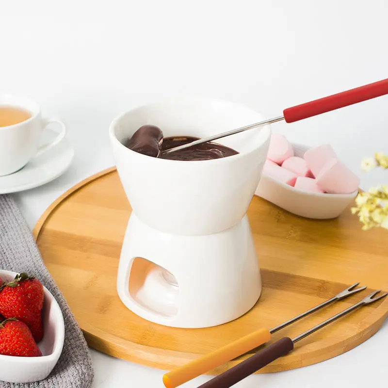 Kitchen gadgets chocolate warmer ceramic cheese chocolate fondue set