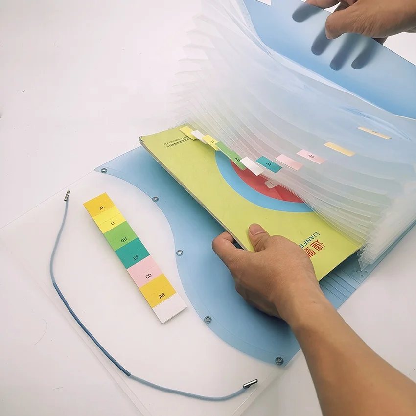 Классификация LF401 A4 PP шелкотрафаретная печать tranasродная двухцветная папка для файлов с 13 карманами и гармошкой