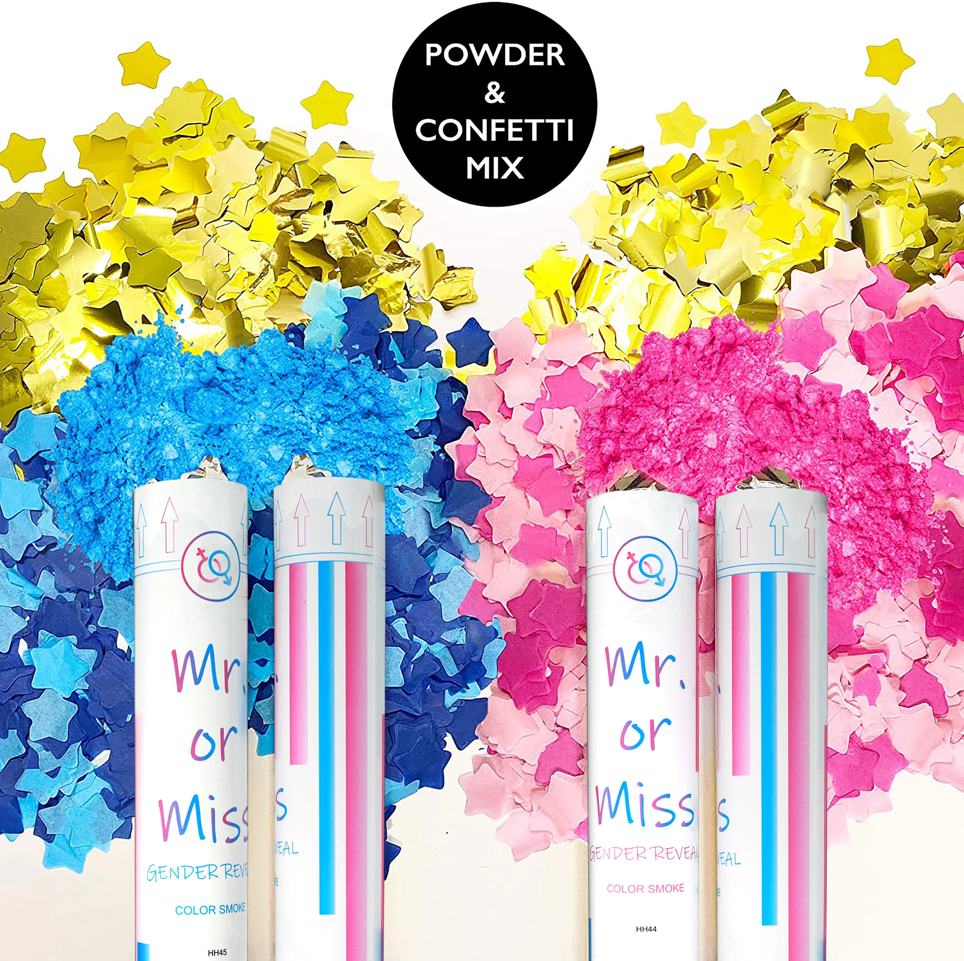 
ECO-friendly Gender Reveal Confetti Cannon with Biodegradable Confetti and Powder for Baby Shower Party Supplies 30CM 