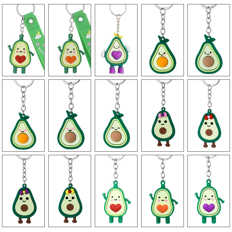 Cartoon Avocado Silicone Beads Food Grade Baby Teething Bracelet Silicone Avocado Beads Keychain