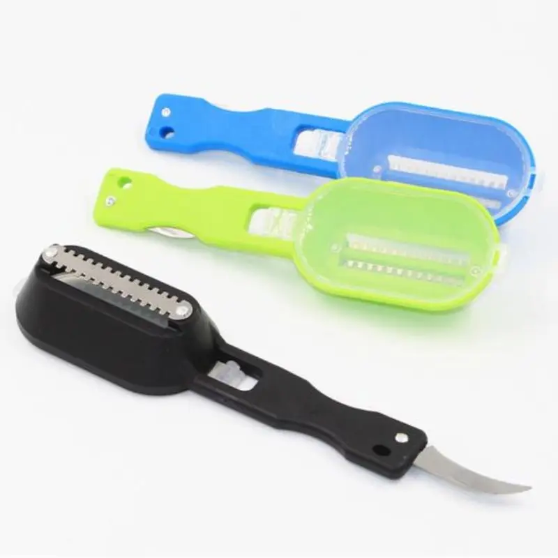 Kitchen Tools Multi Function Fish Scales Scrapper Home Stainless Steel Blade Fish Scale Removing Brush
