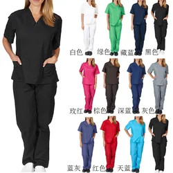 Wholesale High Quality Short Sleeve Hospital Stretch Medical Scrubs Uniforms Nurse Sets