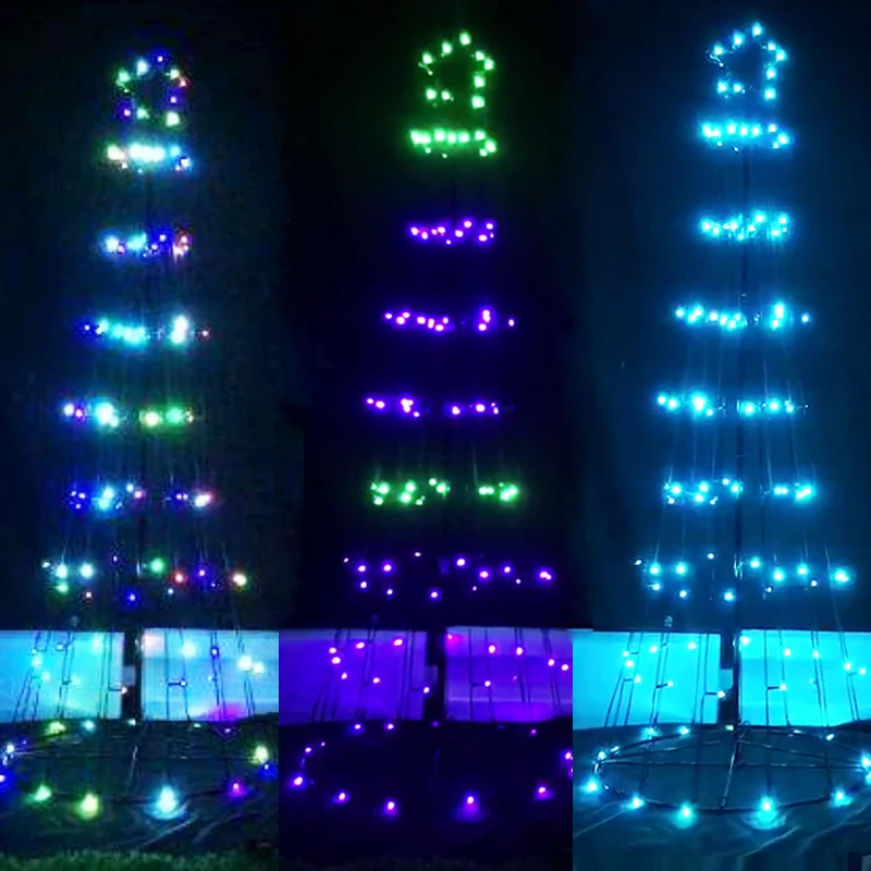 6FT LED smart RGB remote controller Christmas tree light with star decoration lighting 1.8M flagpole Christmas trees