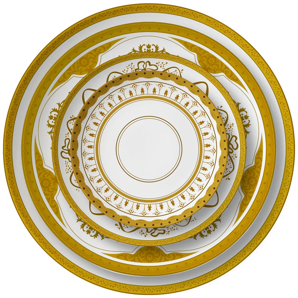 Dubai wedding dinner plates customise porcelain dinner plate gold plated plate set porcelain luxury dinnerware dishes