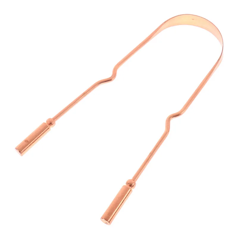 All Natural Ayurvedic U shaped Tongue Cleaner portable cotton bag pack 100% pure copper tongue scraper