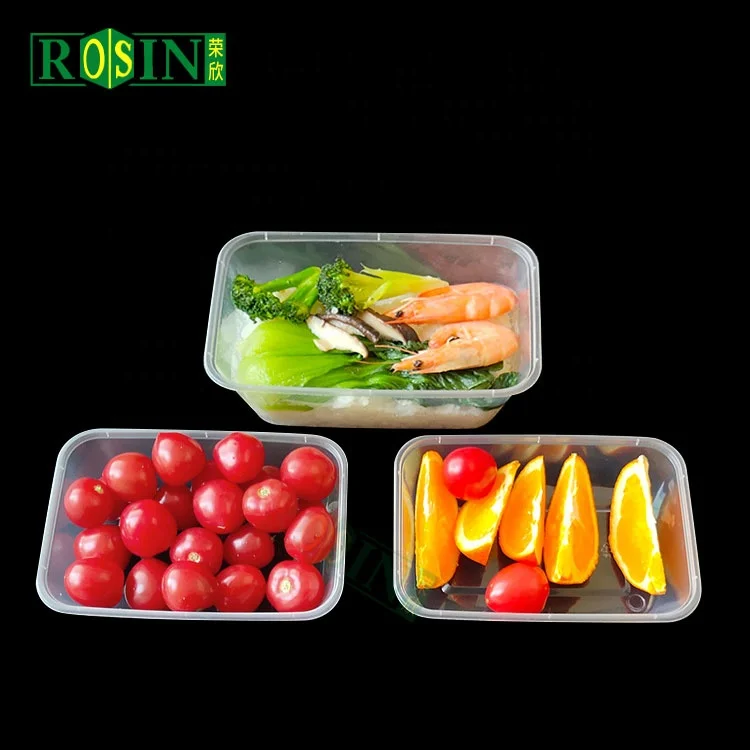 Pp Disposable Clear Plastic Microwave Rectangular Takeaway Lunch Box Food Container for Custom Packaging 750ml