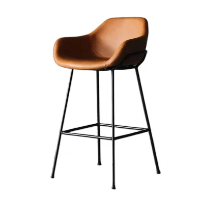 Hot sale  price luxury black leg  leather cover material counter high  bar chair restaurant hotel metal base modern barstool
