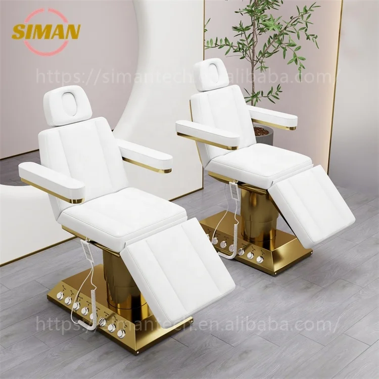 Siman 2024 new electric beauty bed spa massage table with 3 4 motors stainless steel round base salon furniture made in China
