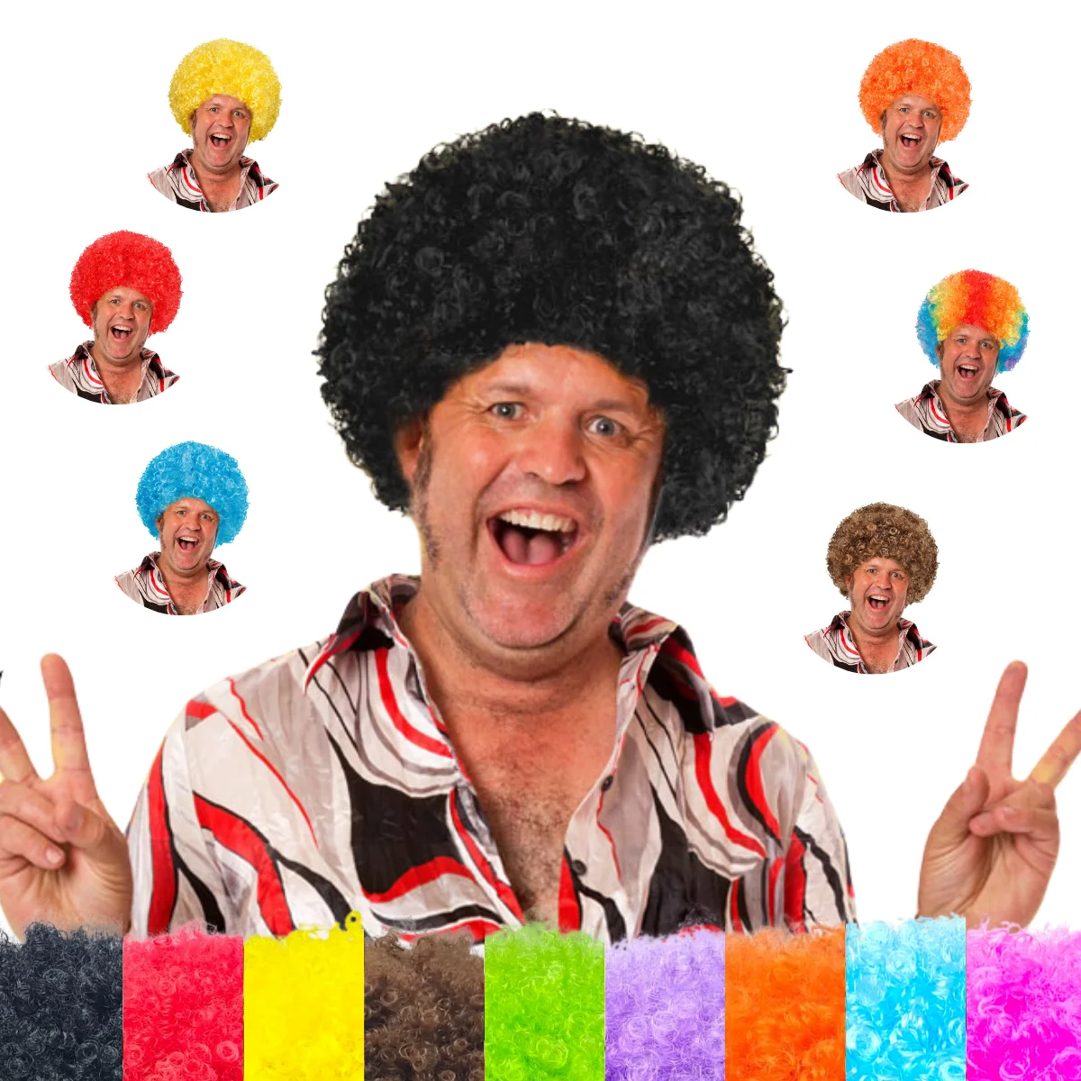 Clown Wig Afro Puff Wigs 80s Cosplay Anime Party Christmas Halloween Fancy Funny Wigs