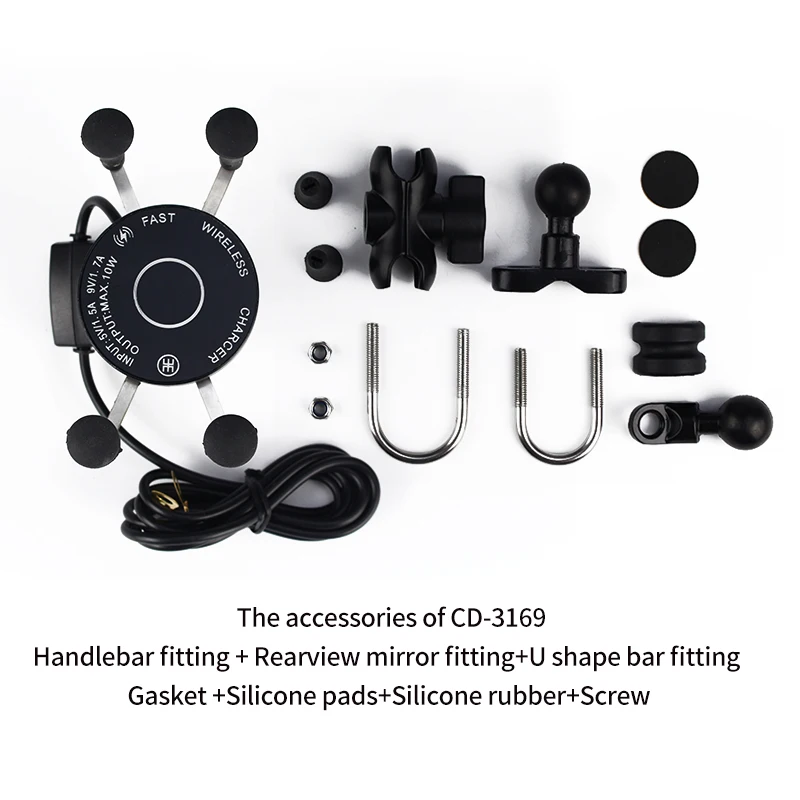 X Wireless Charging Motorcycle Holder Waterproof 360 Degree Rotation Mobile Phone Holder With Wireless Usb Charger