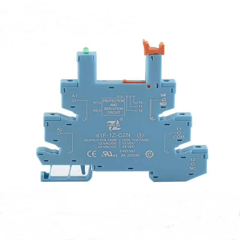 PLC 6.2mm thickness din-rail 6 A contact rating slim relay socket HF41F 024-ZS 41F-1z-c2-1