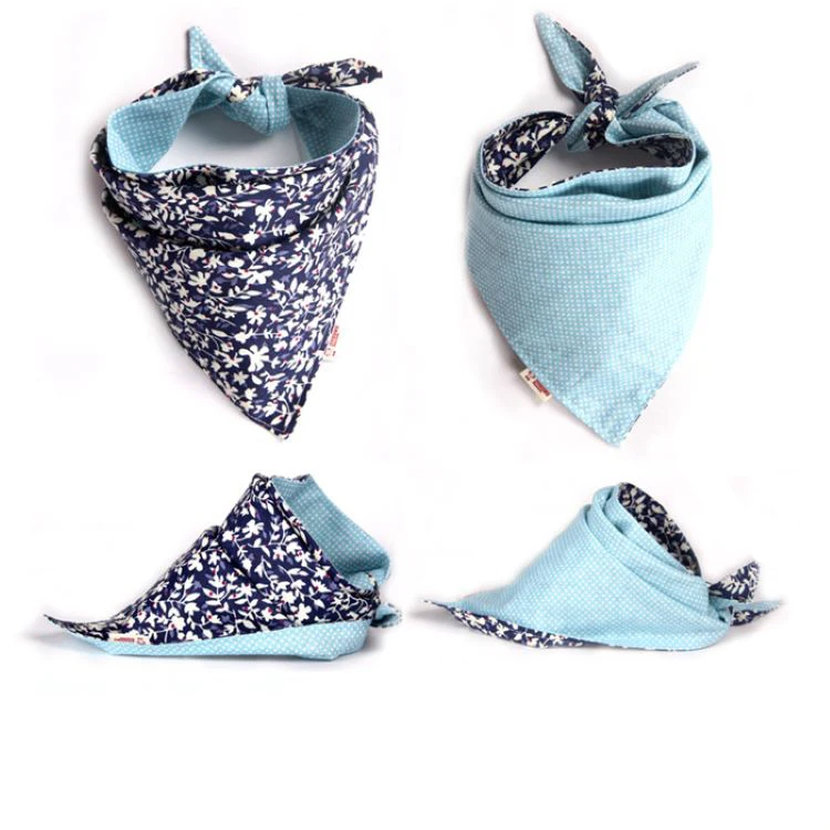 Cute Spring Printed Pet Scarf Accessories Double Reversible Triangle Cotton Dog Bandana