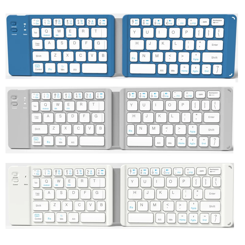 BSCI factory Custom portable slim folding foldable aluminum mini wireless bluetooth keyboard for mobile phone