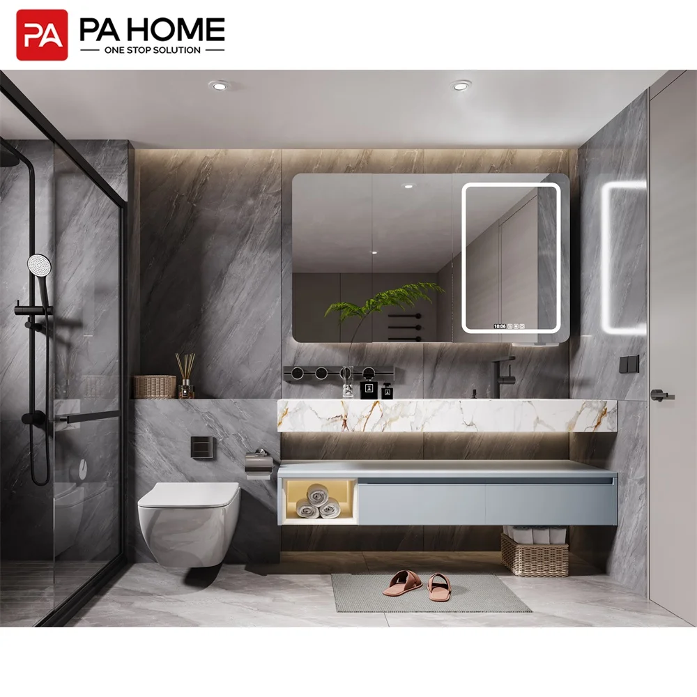 PA American style waterproof vanity bathroom wood storage cabinet set