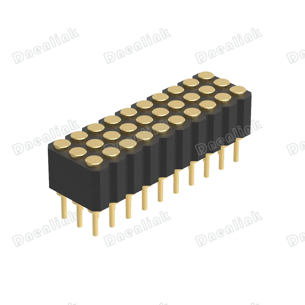 Dnenlink 2.00mm pitch Triple Row  H4.0mm Plane contact  Straight SMT Female Header  PogoPin connector