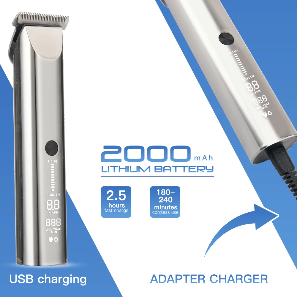 PRITECH Ultra-thin blade IPX7 waterproof Professional Cordless Barber Trimmer Electric Rechargeable Hair Clipper